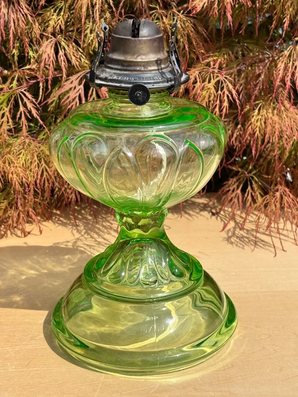 Vintage/Antique Giant Uranium Glass Oil Lamp